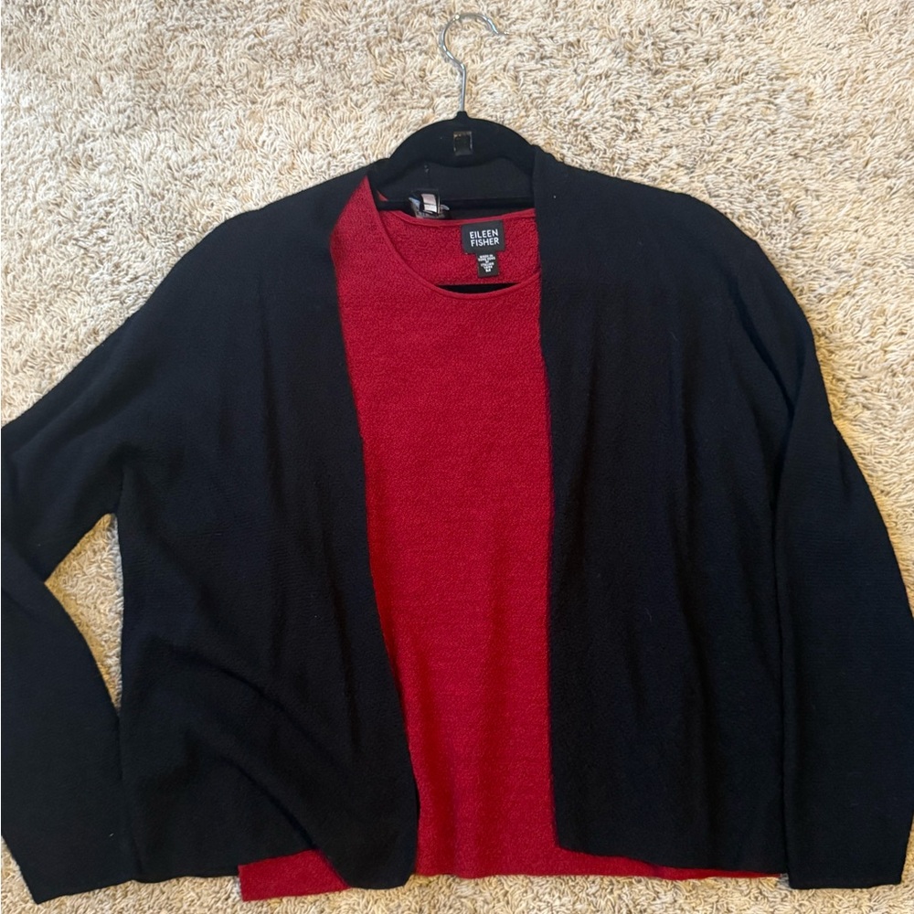 Black and Red Women's Sweater by Eileen fisher size med